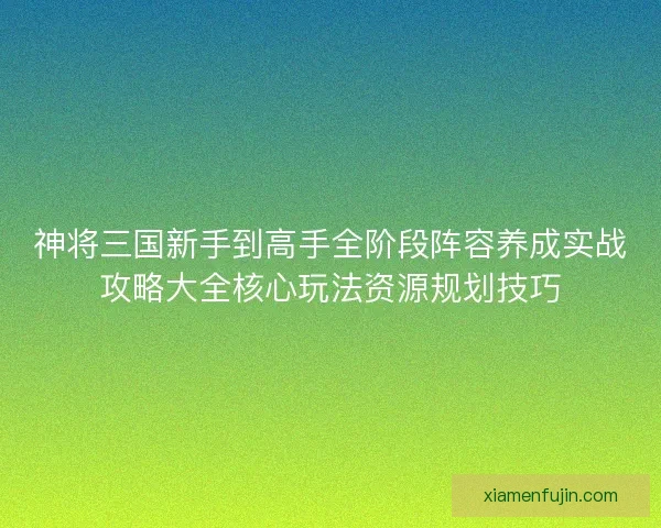 神将三国新手到高手全阶段阵容养成实战攻略大全核心玩法资源规划技巧 神将三国新手到高手全阶段阵容养成实战攻略大全核心玩法资源规划技巧